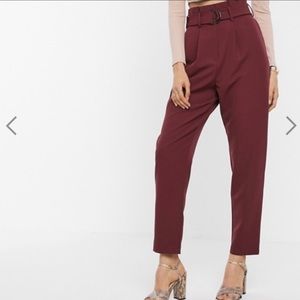 ASOS Maroon High Waisted Trouser